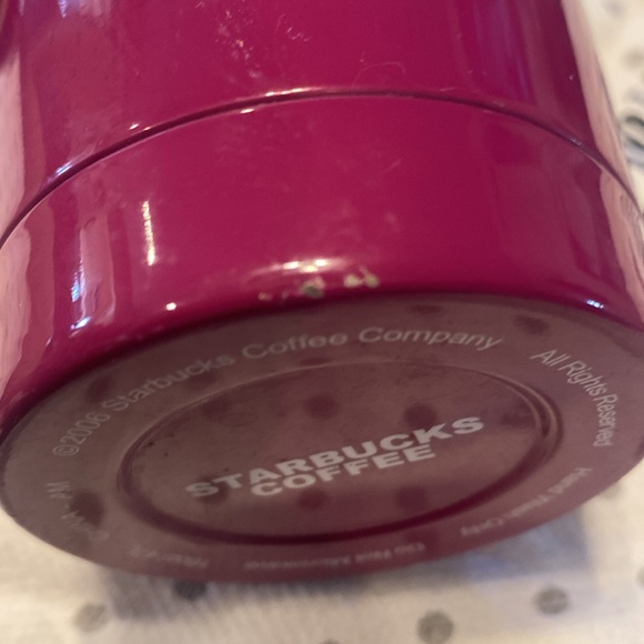 Starbucks 16 ounce Insulated Thermos with Drinking Cup pink 2007 - Picture 5 of 6